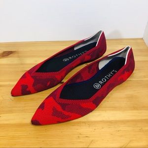 Rothy’s Red Camo Points w/White Halo Womens Sz 10